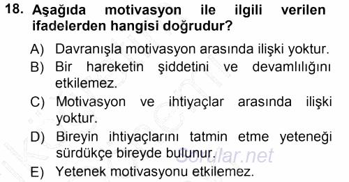 Yönetici Asistanlığı 2012 - 2013 Dönem Sonu Sınavı 18.Soru