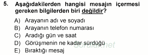 Yönetici Asistanlığı 2012 - 2013 Dönem Sonu Sınavı 5.Soru