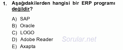Maliyet Yönetimi 2014 - 2015 Ara Sınavı 1.Soru