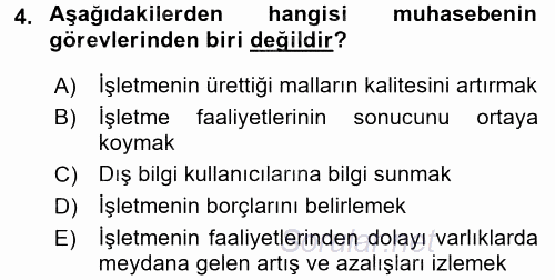 Envanter ve Bilanço 2017 - 2018 Ara Sınavı 4.Soru