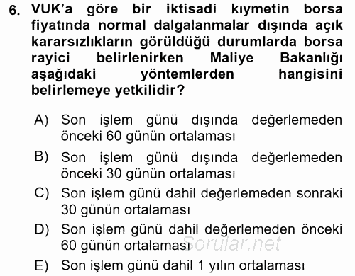 Envanter ve Bilanço 2017 - 2018 Ara Sınavı 6.Soru