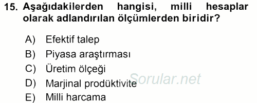 Hayvancılık Ekonomisi 2016 - 2017 Ara Sınavı 15.Soru