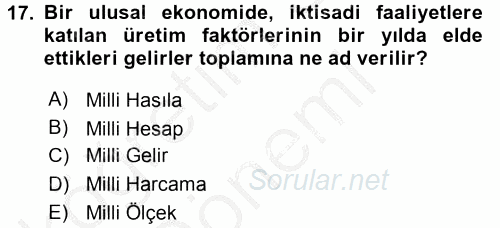 Hayvancılık Ekonomisi 2016 - 2017 Ara Sınavı 17.Soru