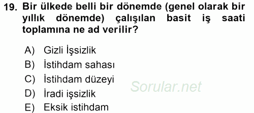 Hayvancılık Ekonomisi 2016 - 2017 Ara Sınavı 19.Soru