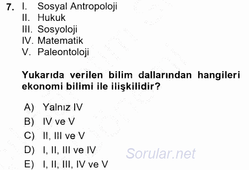 Hayvancılık Ekonomisi 2016 - 2017 Ara Sınavı 7.Soru