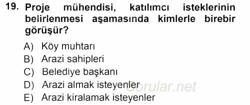 Tarımsal Yapılar ve Sulama 2012 - 2013 Dönem Sonu Sınavı 19.Soru