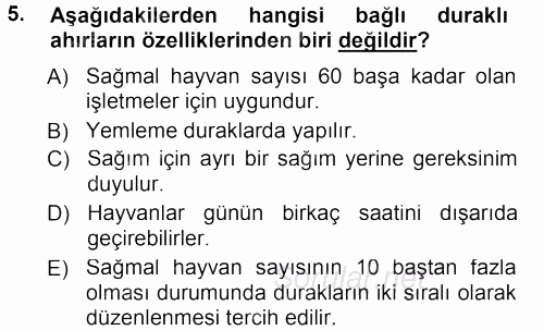 Tarımsal Yapılar ve Sulama 2012 - 2013 Dönem Sonu Sınavı 5.Soru