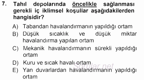 Tarımsal Yapılar ve Sulama 2012 - 2013 Dönem Sonu Sınavı 7.Soru