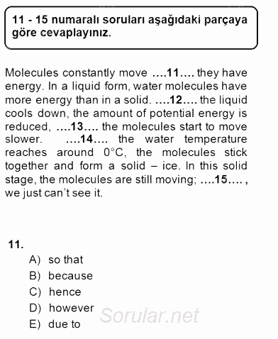 Pedagojik Gramer 1 2013 - 2014 Dönem Sonu Sınavı 11.Soru