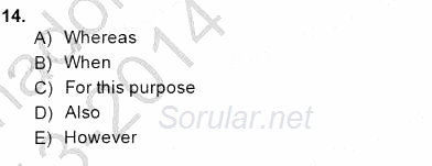 Pedagojik Gramer 1 2013 - 2014 Dönem Sonu Sınavı 14.Soru