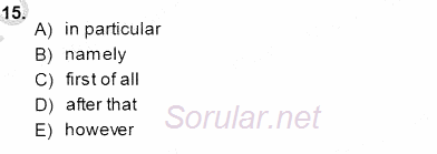 Pedagojik Gramer 1 2013 - 2014 Dönem Sonu Sınavı 15.Soru