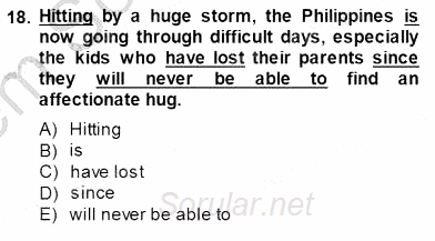 Pedagojik Gramer 1 2013 - 2014 Dönem Sonu Sınavı 18.Soru