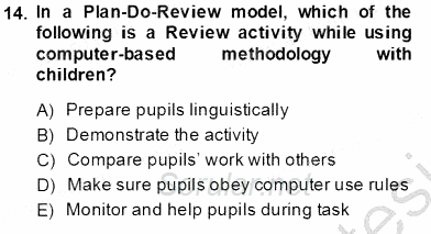 Çocuklara Yabancı Dil Öğretimi 2 2013 - 2014 Tek Ders Sınavı 14.Soru