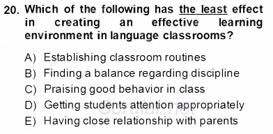 Çocuklara Yabancı Dil Öğretimi 2 2013 - 2014 Tek Ders Sınavı 20.Soru