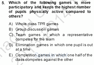Çocuklara Yabancı Dil Öğretimi 2 2013 - 2014 Tek Ders Sınavı 5.Soru
