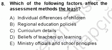 Çocuklara Yabancı Dil Öğretimi 2 2013 - 2014 Tek Ders Sınavı 8.Soru
