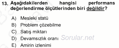 Çalışma Psikolojisi 2016 - 2017 Ara Sınavı 13.Soru