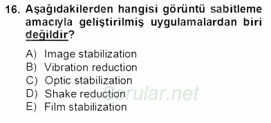 Optik Bakış 2012 - 2013 Dönem Sonu Sınavı 16.Soru