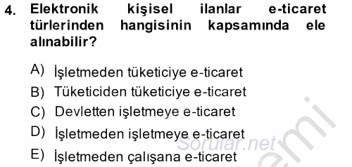 Muhasebede Bilgi Yönetimi 2014 - 2015 Dönem Sonu Sınavı 4.Soru