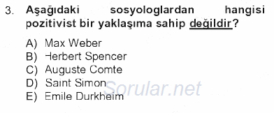 Sosyolojiye Giriş 2012 - 2013 Tek Ders Sınavı 3.Soru