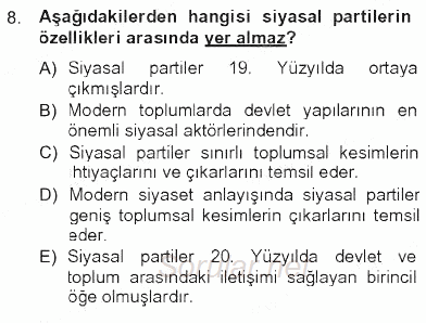 Sosyolojiye Giriş 2012 - 2013 Tek Ders Sınavı 8.Soru