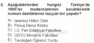 Mimarlik Tarihi 2012 - 2013 Dönem Sonu Sınavı 5.Soru