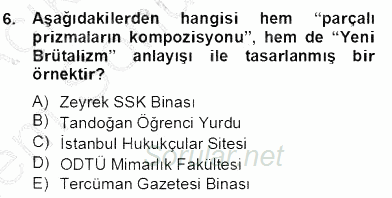 Mimarlik Tarihi 2012 - 2013 Dönem Sonu Sınavı 6.Soru