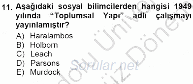 Sosyoloji 1 2012 - 2013 Dönem Sonu Sınavı 11.Soru