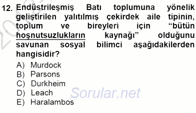 Sosyoloji 1 2012 - 2013 Dönem Sonu Sınavı 12.Soru