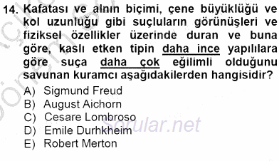Sosyoloji 1 2012 - 2013 Dönem Sonu Sınavı 14.Soru