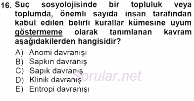 Sosyoloji 1 2012 - 2013 Dönem Sonu Sınavı 16.Soru