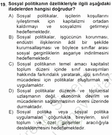 Sosyoloji 1 2012 - 2013 Dönem Sonu Sınavı 19.Soru