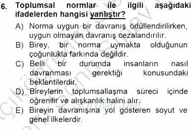 Sosyoloji 1 2012 - 2013 Dönem Sonu Sınavı 6.Soru