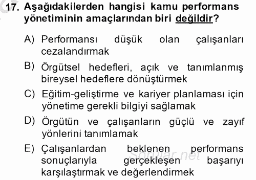 Kamu Yönetiminde Çağdaş Yaklaşımlar 2013 - 2014 Ara Sınavı 17.Soru