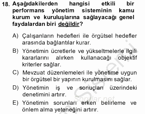 Kamu Yönetiminde Çağdaş Yaklaşımlar 2013 - 2014 Ara Sınavı 18.Soru