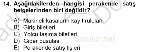 Vergi Usul Hukuku 2012 - 2013 Dönem Sonu Sınavı 14.Soru