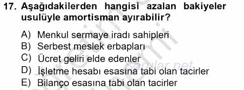 Vergi Usul Hukuku 2012 - 2013 Dönem Sonu Sınavı 17.Soru
