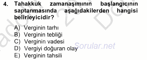 Vergi Usul Hukuku 2012 - 2013 Dönem Sonu Sınavı 4.Soru