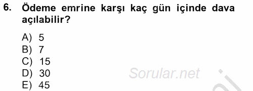 Vergi Usul Hukuku 2012 - 2013 Dönem Sonu Sınavı 6.Soru