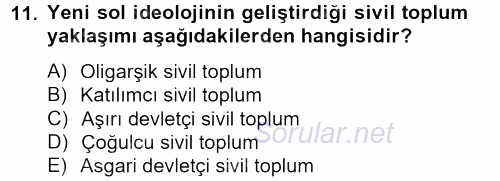 Medya Siyaset Kültür 2012 - 2013 Ara Sınavı 11.Soru