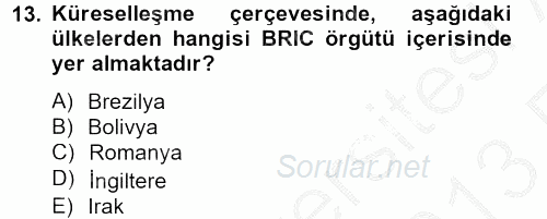 Medya Siyaset Kültür 2012 - 2013 Ara Sınavı 13.Soru