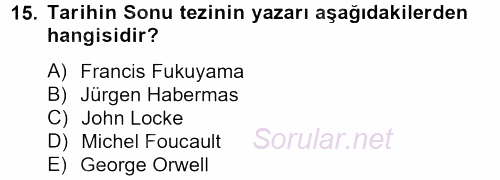 Medya Siyaset Kültür 2012 - 2013 Ara Sınavı 15.Soru