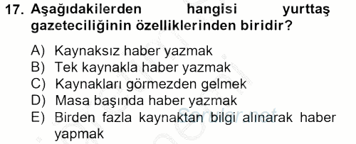 Medya Siyaset Kültür 2012 - 2013 Ara Sınavı 17.Soru