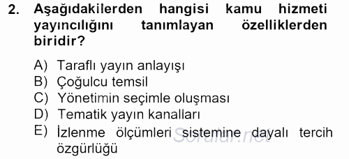 Medya Siyaset Kültür 2012 - 2013 Ara Sınavı 2.Soru