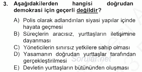 Medya Siyaset Kültür 2012 - 2013 Ara Sınavı 3.Soru