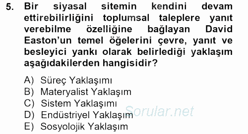 Medya Siyaset Kültür 2012 - 2013 Ara Sınavı 5.Soru