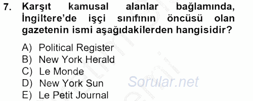 Medya Siyaset Kültür 2012 - 2013 Ara Sınavı 7.Soru