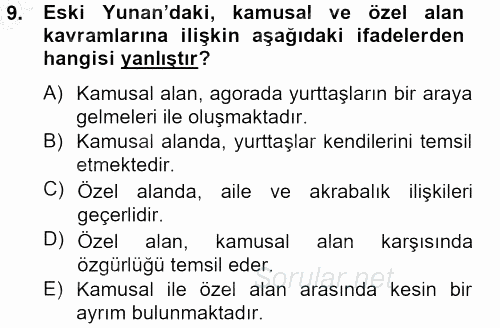 Medya Siyaset Kültür 2012 - 2013 Ara Sınavı 9.Soru