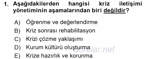 Halkla İlişkiler Uygulamaları ve Örnek Olaylar 2017 - 2018 Ara Sınavı 1.Soru