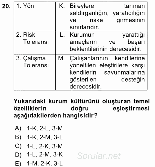 Halkla İlişkiler Uygulamaları ve Örnek Olaylar 2017 - 2018 Ara Sınavı 20.Soru